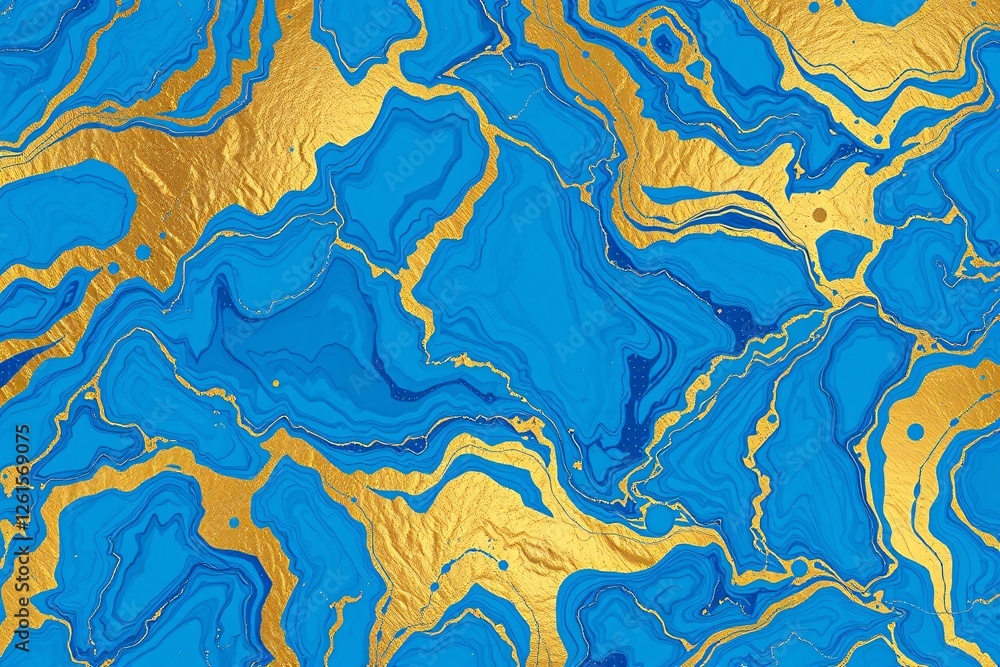 Abstract background featuring blue and yellow fluid marble-like artistic patterns Abstract background featuring blue and yellow fluid marble-like artistic patterns