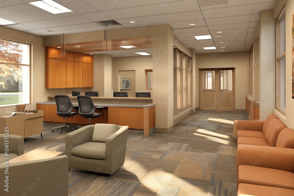 office with open layout and neutral decor office with open layout and neutral decor
