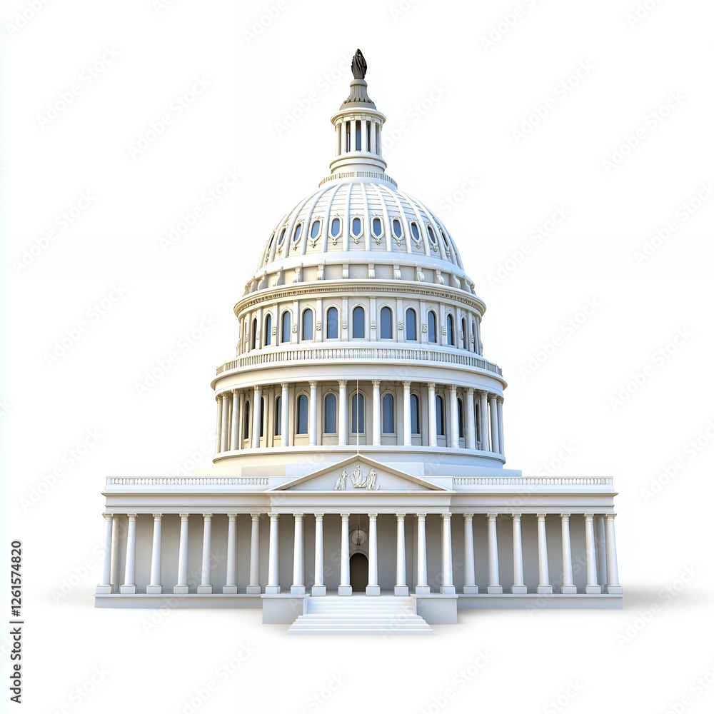 Obraz premium 3D Model Of US Capitol Building