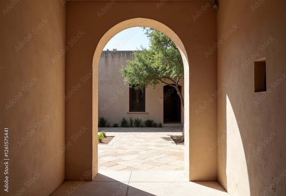 Aesthetic Archway Scene: Minimalist Design with Textured Plaster Walls Leading to a Serene Courtyard, Ideal for Home Decor Inspiration and Architectural Visualization Projects.
Aesthetic Archway Scene: Minimalist Design with Textured Plaster Walls Leading to a Serene Courtyard, Ideal for Home Decor Inspiration and Architectural Visualization Projects.