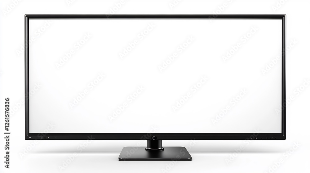 Flat screen TV with a white blank display isolated on a white background minimalistic and futuristic design Flat screen TV with a white blank display isolated on a white background minimalistic and futuristic design