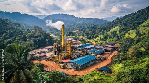 Industrial Complex nestled in Lush Green Mountains