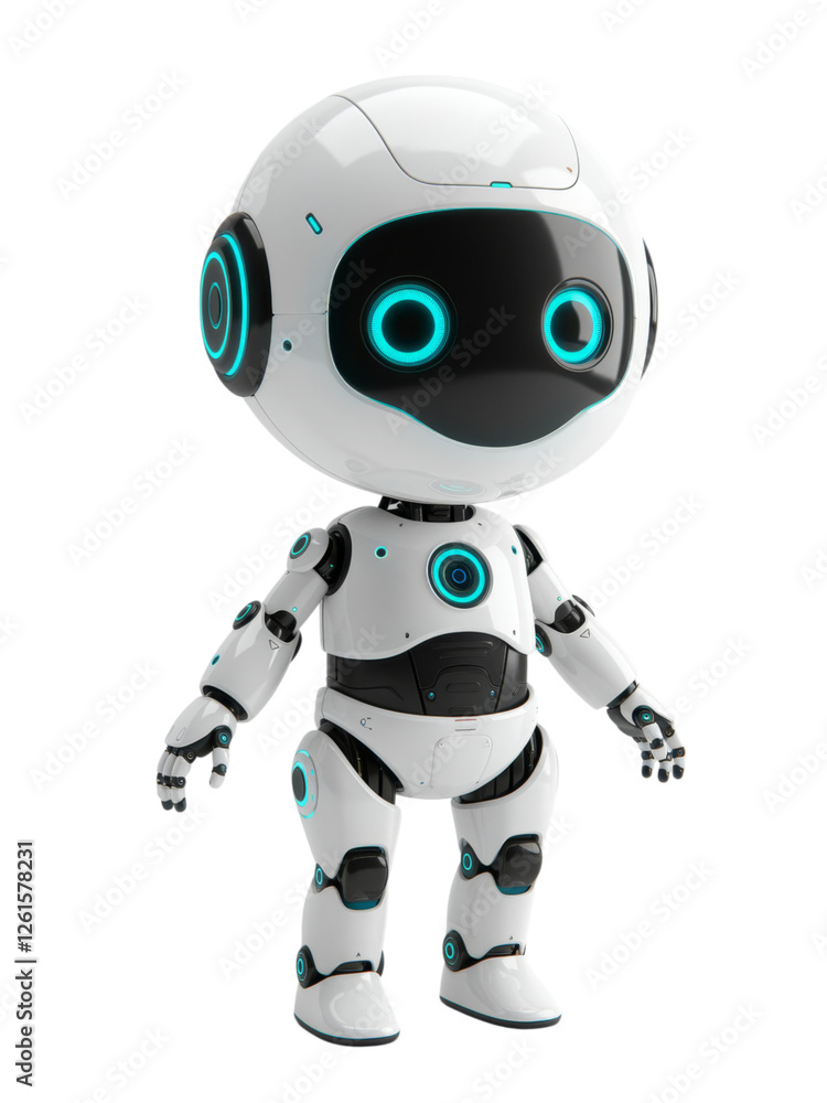 Cute robot character, perfect for technology presentations or design projects. Cute robot character, perfect for technology presentations or design projects.