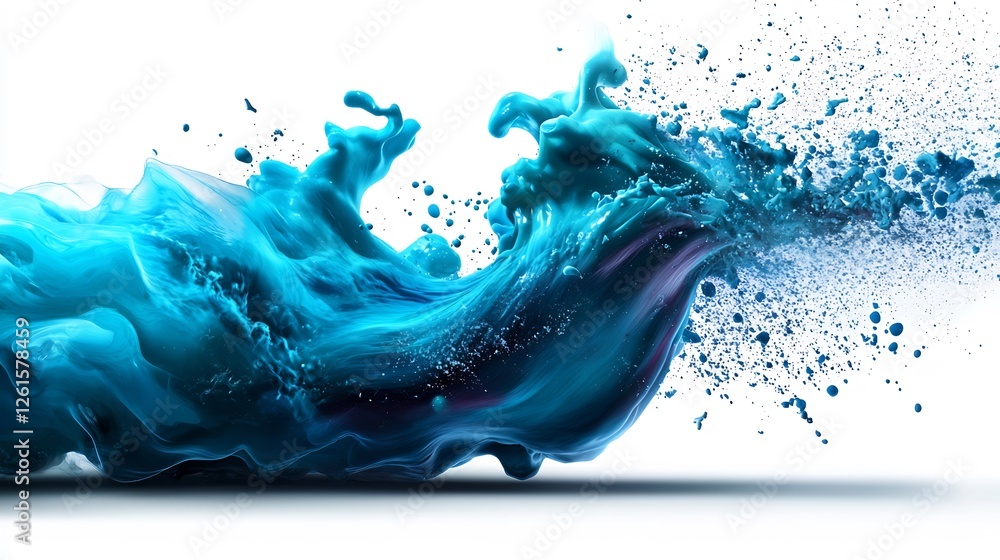Dynamic Abstract Ocean Wave Displaying Vivid Blue Colors on White Background