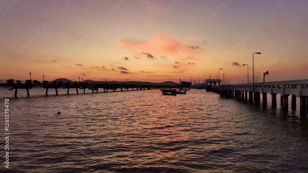 Aerial view of chalong bay with many boats yachts,longtail fishing boats