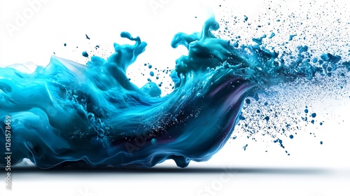 Obraz na płótnie Dynamic Abstract Ocean Wave Displaying Vivid Blue Colors on White Background w salonie