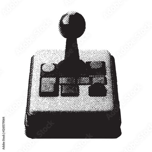 Computer game controller 1980s and 1990s vintage halftone grunge vector design element