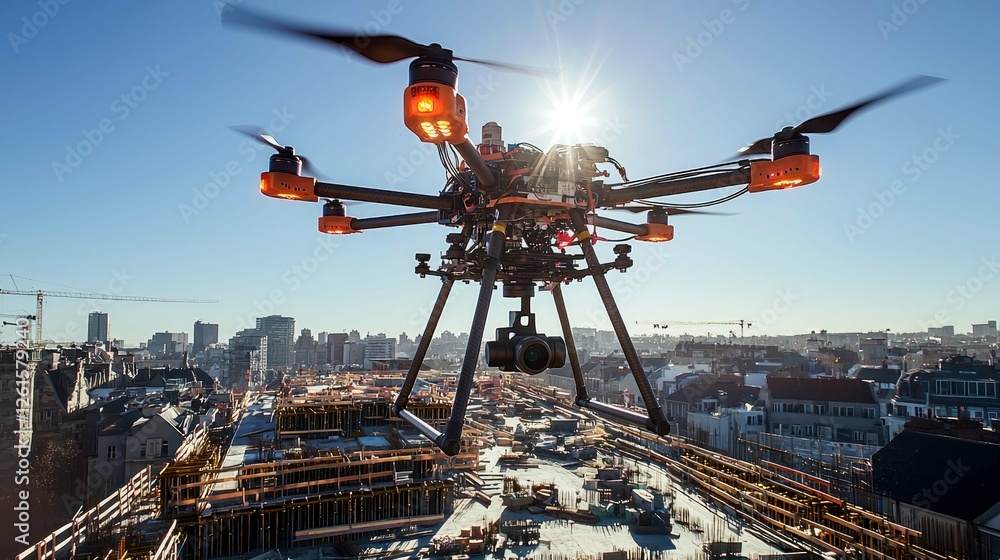 Fototapeta premium Drone Aerial Photography of Construction Site: A Stunning View of Urban Development