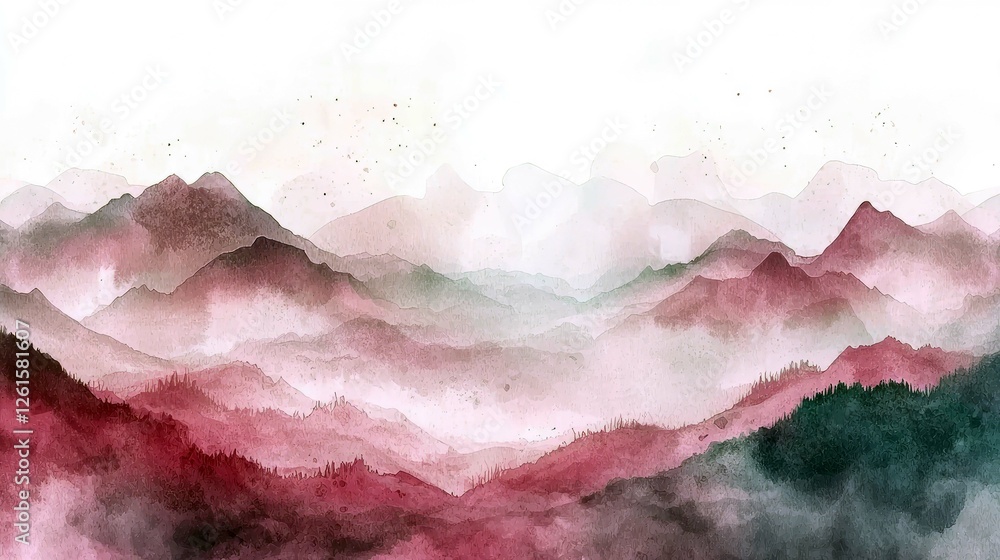 Obraz premium Watercolor Mountains: A Serene Landscape Painting