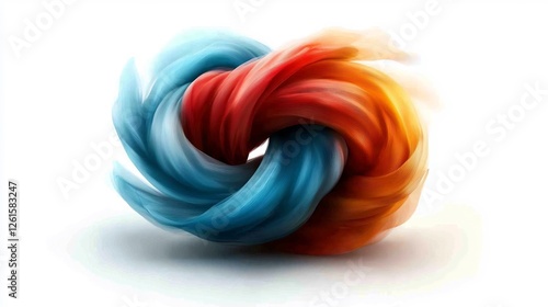 Dynamic Toroidal Loop in Sky Blue and Red Gradient on White Background