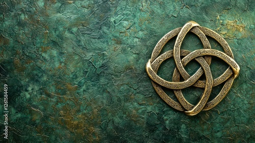 Celtic Knot Symbol Ornament on Green Textured Surface