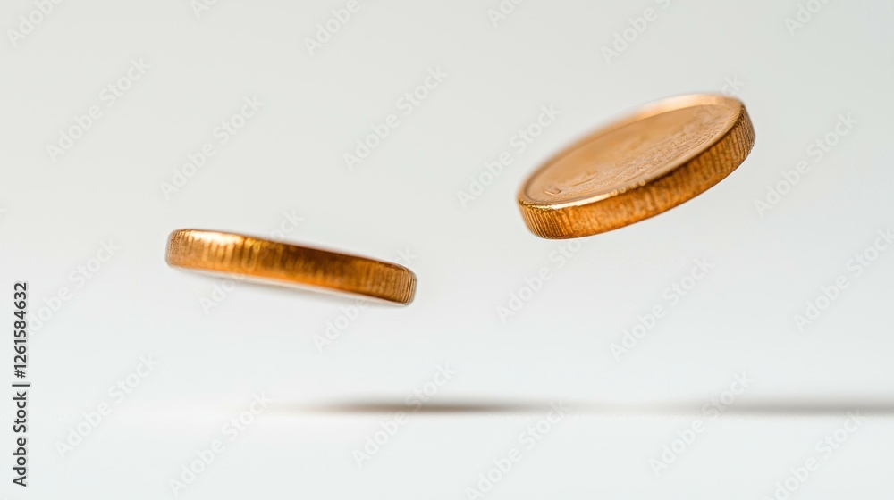 Fototapeta premium Coins in Motion Financial Investment Decision Concept