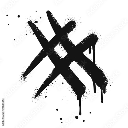Doodle element hashtag icon. Spray painted graffiti hash tag symbol in black over white. isolated on white background. vector illustration