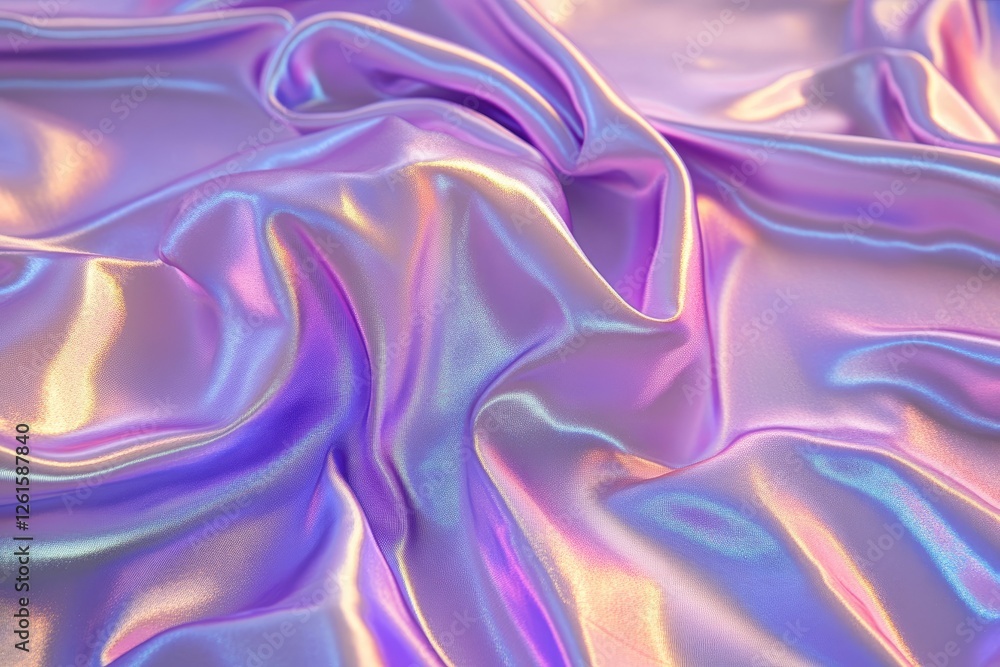 Fototapeta premium Fluid iridescent silk fabric drapes, soft pastel hues