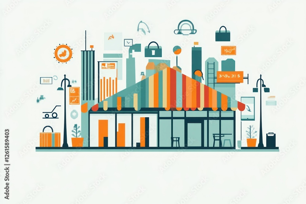 Fototapeta premium A creative graphic showcasing the growth of retail investing with bar charts and icons