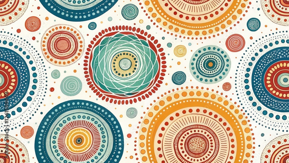 Fototapeta premium Abstract Hand Painted Circle Textures: Sketchbook Design Elements