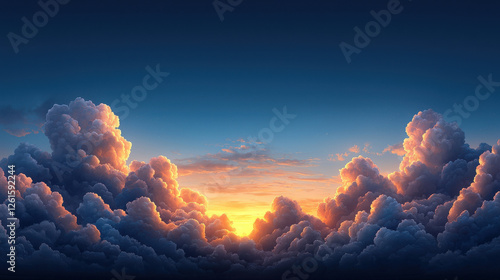 painterly style sunset sky with glowing clouds and vibrant colors photo