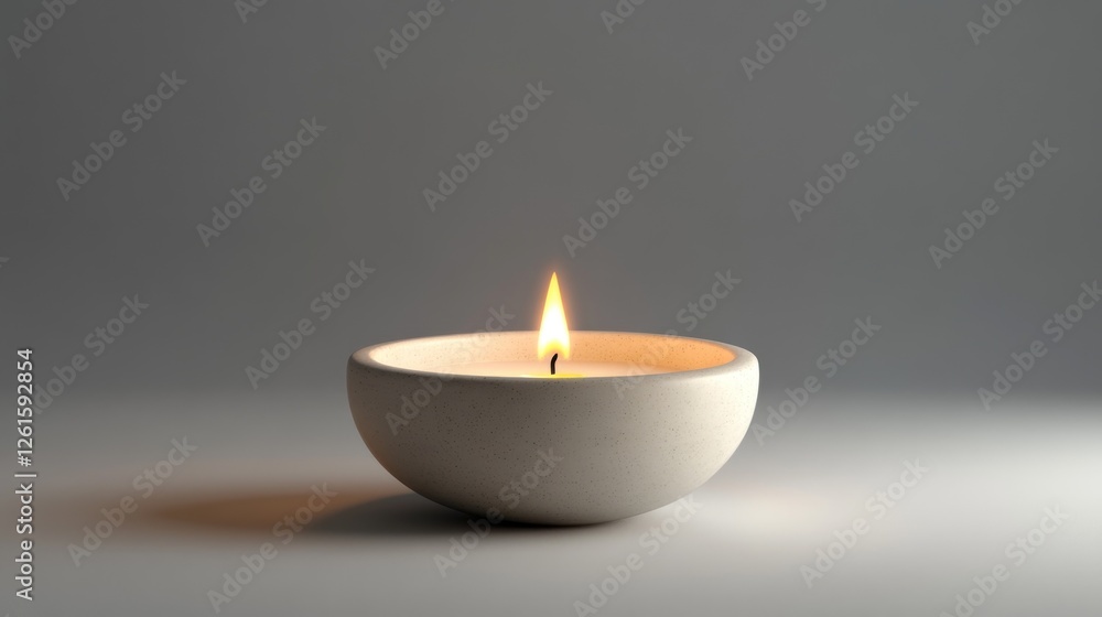 A lit candle in a minimalist bowl, creating a warm, calming ambiance. A lit candle in a minimalist bowl, creating a warm, calming ambiance.