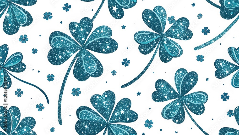 Fototapeta premium Aerial St. Patrick's Day Glitter Pattern, Drone Photography, Blue Shimmer, Festive Holiday Background