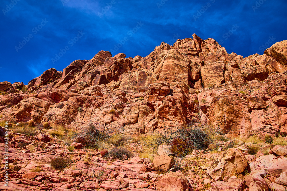 Fototapeta premium Red Rock Canyon Majestic Cliffs from Low Perspective