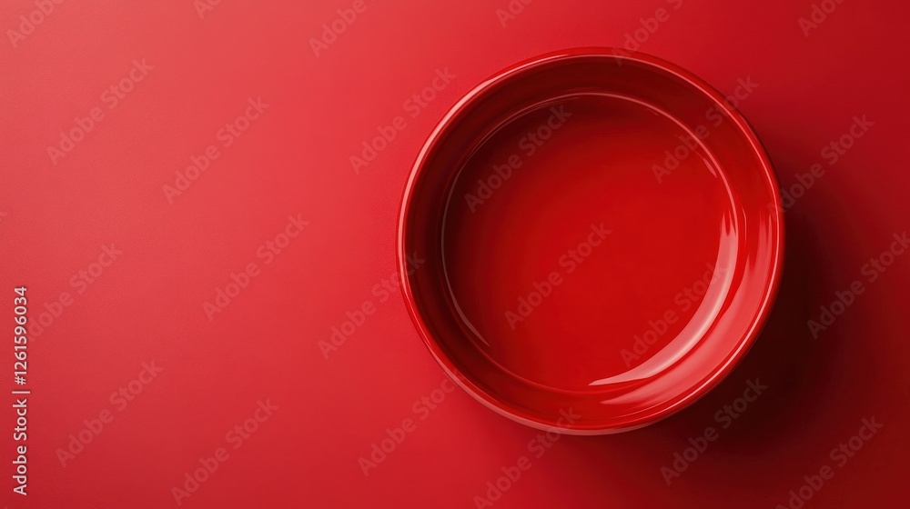 Crimson Stillness, A Top-Down View of a Red Bowl Against a Matching Backdrop Offers a Sense of Calm and Focus Crimson Stillness, A Top-Down View of a Red Bowl Against a Matching Backdrop Offers a Sense of Calm and Focus