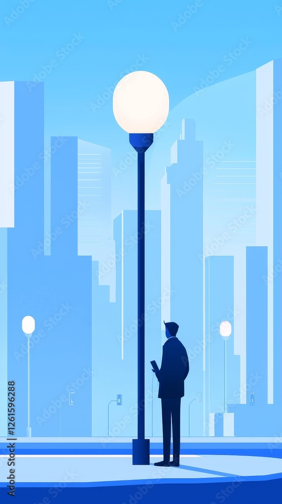 Cityscape contemplation a businessman in silhouette at night urban environment digital art thoughtful perspective Cityscape contemplation a businessman in silhouette at night urban environment digital art thoughtful perspective