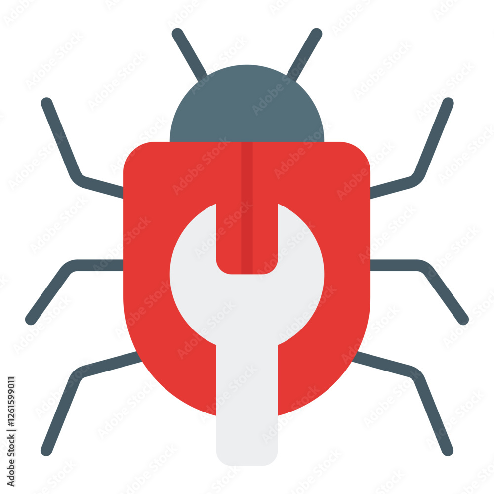 Bug Fixing Icon. Vector Illustration. Symbol of Software Debugging and Issue Resolution Bug Fixing Icon. Vector Illustration. Symbol of Software Debugging and Issue Resolution