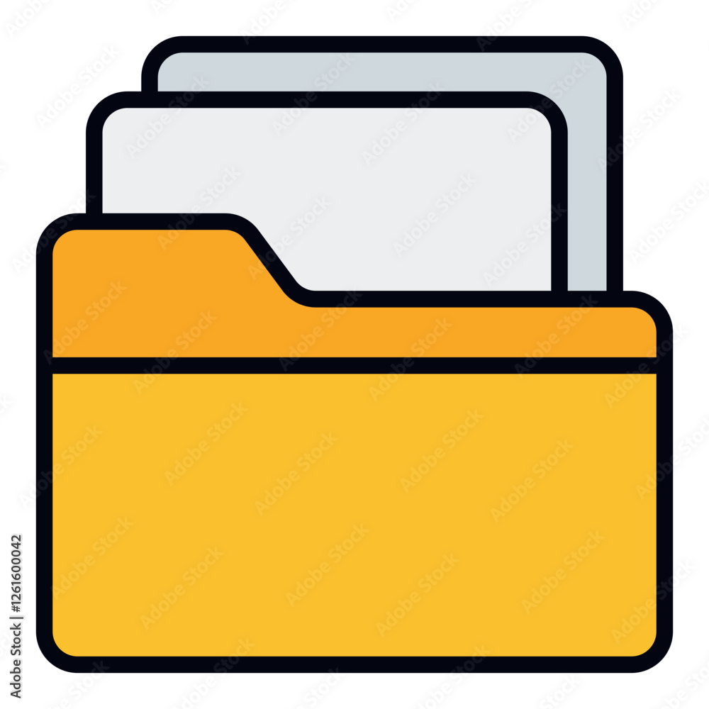 Folder Icon. Vector Illustration. Symbol of File Organization and Data Management Folder Icon. Vector Illustration. Symbol of File Organization and Data Management