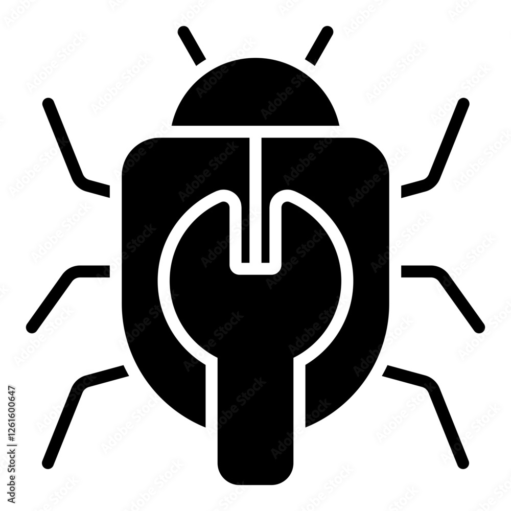 Bug Fixing Icon. Vector Illustration. Symbol of Software Debugging and Issue Resolution Bug Fixing Icon. Vector Illustration. Symbol of Software Debugging and Issue Resolution