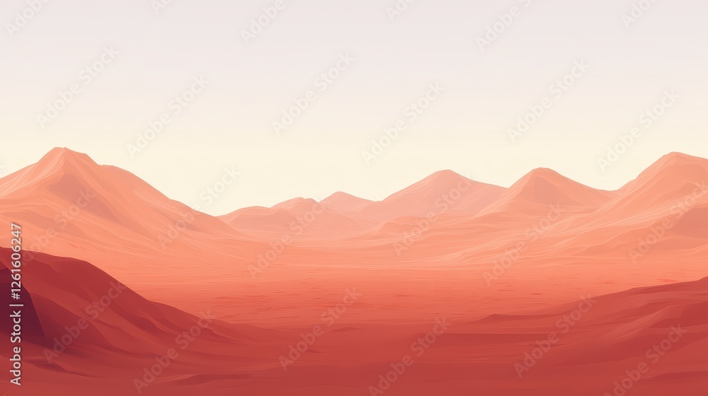 Naklejka premium Serene Desert Landscape with Soft Dunes and Minimalist Horizon