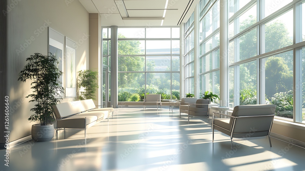 modern hospital room with soothing colors and large windows modern hospital room with soothing colors and large windows