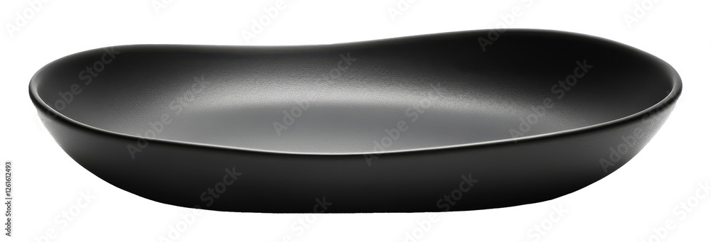 Black modern serving bowl with smooth curves, minimalist kitchen accessory concept Black modern serving bowl with smooth curves, minimalist kitchen accessory concept
