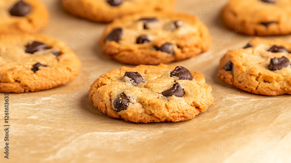 Delicious Chocolate Chip Cookies on Parchment Paper A Sweet Treat for Any Occasion and Perfect Snack Delicious Chocolate Chip Cookies on Parchment Paper A Sweet Treat for Any Occasion and Perfect Snack
