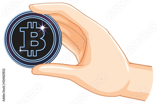 Hand Holding a Bitcoin Coin