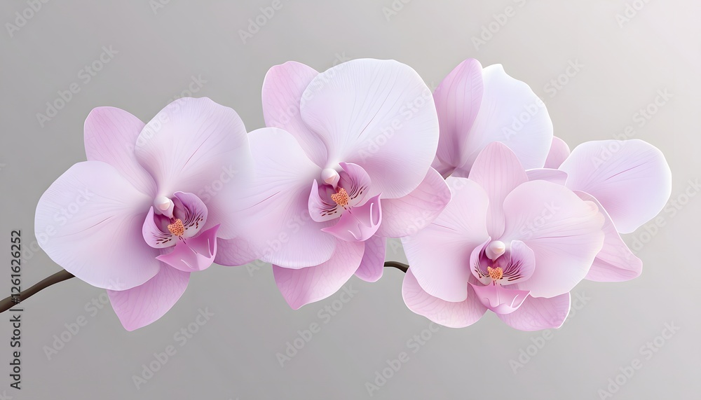 Three Delicate Pink Orchids Blooming Beautifully