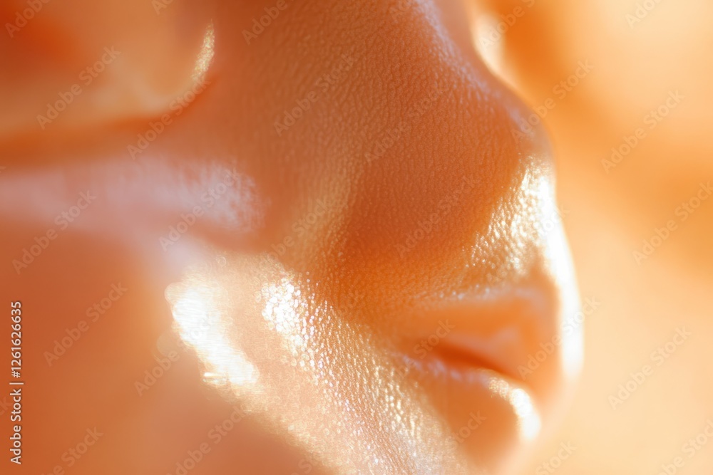 Fototapeta premium A macro shot of smooth and glowing skin under soft, flattering light
