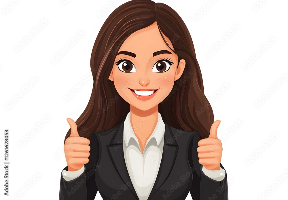 Smiling businesswoman shows double thumbs up gesture Smiling businesswoman shows double thumbs up gesture
