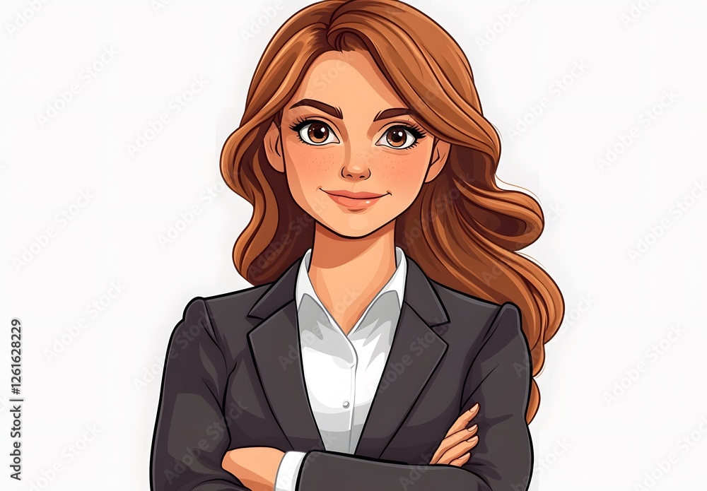 Confident Businesswoman with Brown Hair and Freckles Confident Businesswoman with Brown Hair and Freckles