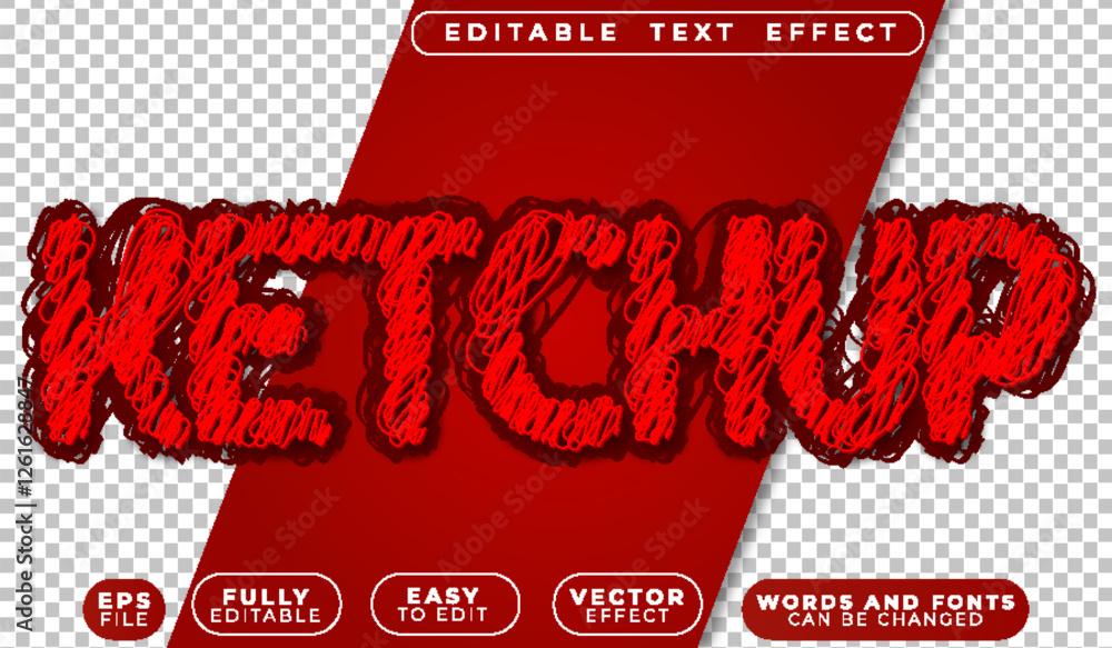 Fototapeta premium Red Ketchup Sauce Tomato Fully Editable Vector Text File