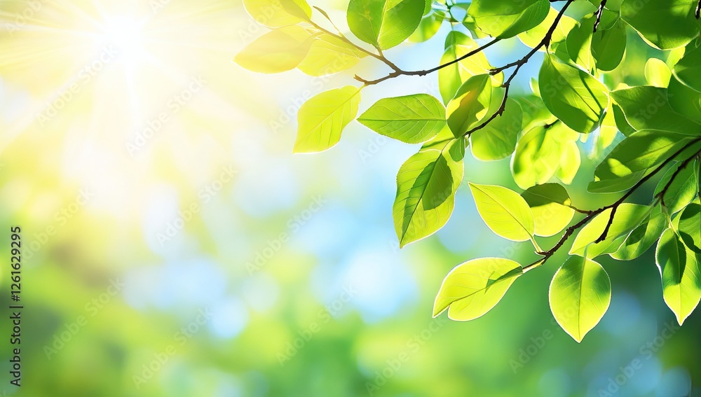 Spring leaves bathed in sunlight, nature scene Spring leaves bathed in sunlight, nature scene