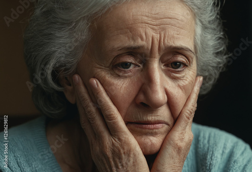 elderly woman with a sorrow...