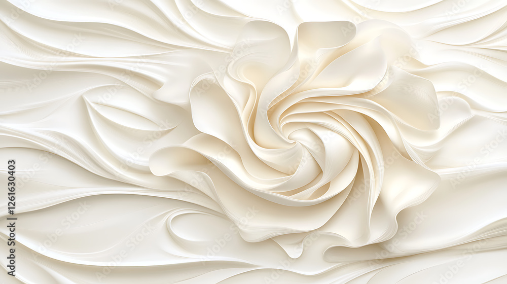 Obraz premium Elegant Ivory White Swirl Rose Formation and Creamy Abstract Backdrop Visual Display Aesthetic Design