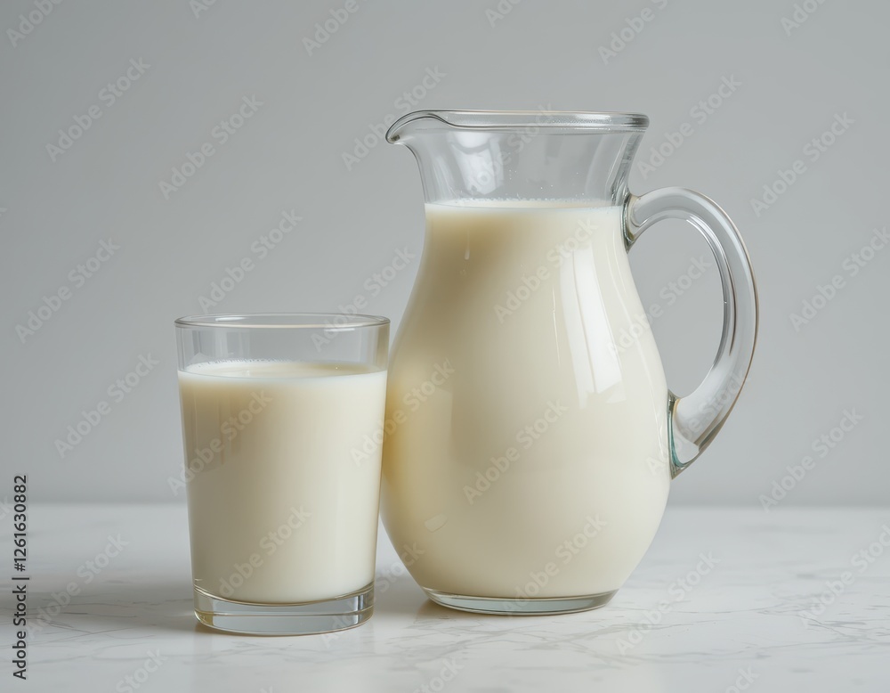 Glass Pitcher and Glass of Milk Glass Pitcher and Glass of Milk