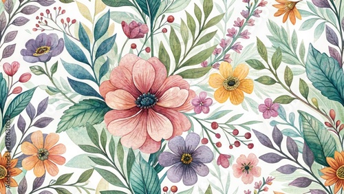 Vibrant Floral Watercolor Background,  Floral Illustration, Watercolor Paintings, Botanical Art, Flower Design, Spring Flowers, Summer Flowers,  Watercolor Texture