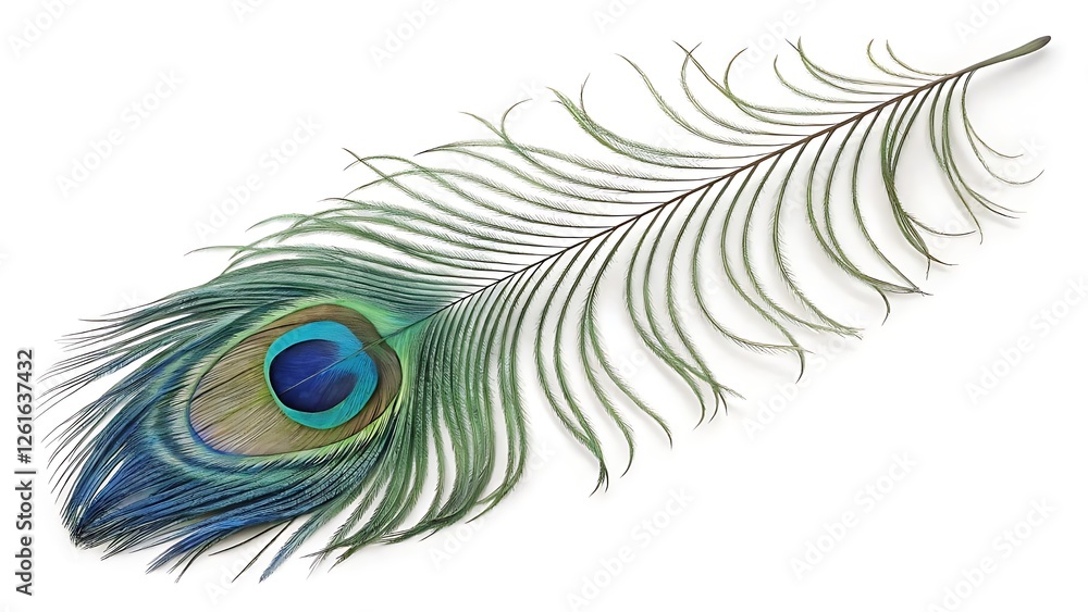Obraz premium peacock feather on white background