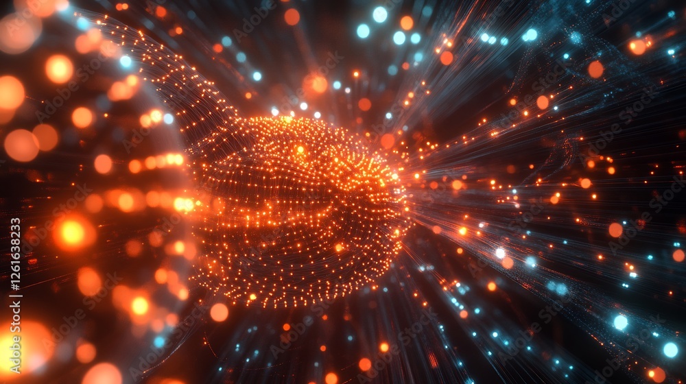 Naklejka premium AI powered feature selection represented as dynamic filtering of glowing datasets