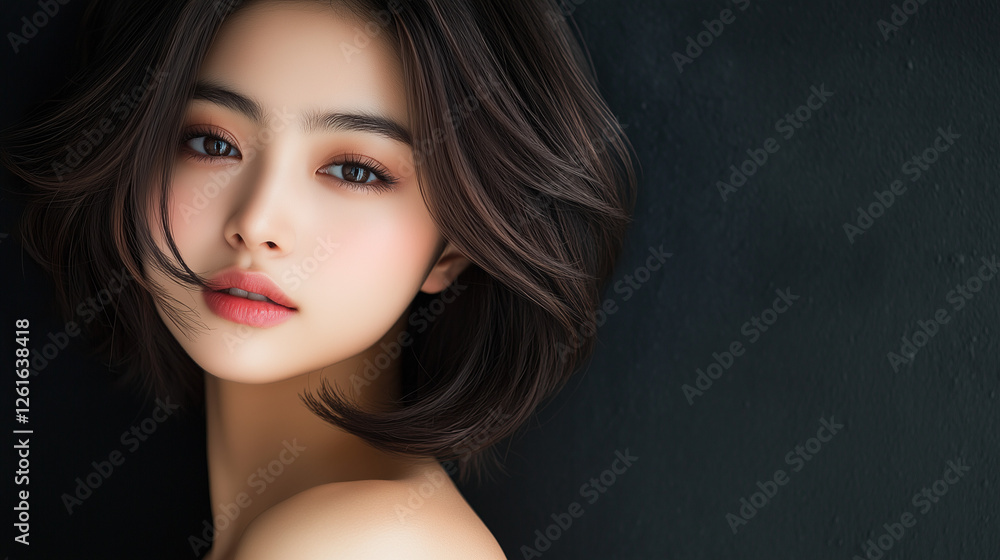 Naklejka premium 美しさ, 顔, モデル, 笑う, ファッション, 人々, 髪の毛, 笑みを浮かべている, 人, ブルネット, シティ, アウトドア, 通り, ライフスタイル, 淑女, 1, 頭, ハピネス, 化粧,女, 美しさ, 髪の毛, モデル, ファッション, 顔, うっとりさせる魅力, 化粧, 人, ドレス, ブルネット, 肌, 唇, 化粧, 淑女, 目, 暗い, 黒, ふしだらな, スタジオ, 好色