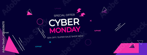 Flat geometric cyber monday background