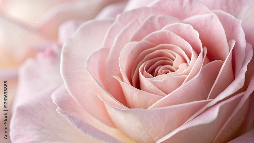 A Delicate Embrace: A close-up shot of a soft blush-pink rose, showcasing its delicate petals and intricate layers, creating a stunning image of natural beauty and feminine charm. A Delicate Embrace: A close-up shot of a soft blush-pink rose, showcasing its delicate petals and intricate layers, creating a stunning image of natural beauty and feminine charm.