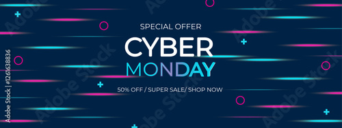 Flat design of cyber monday